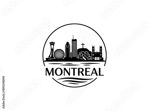 Montreal city of Canada skyline emblem with landmarks