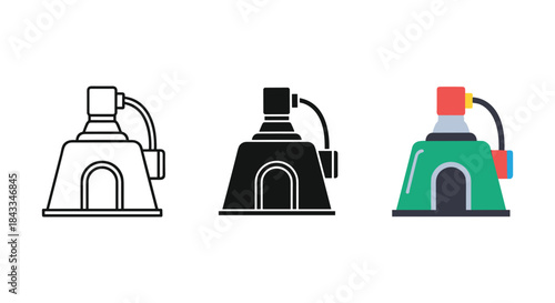 Three different colored kiln icons