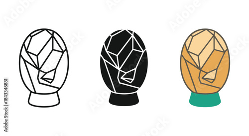 Three crystal ball illustrations in different colors