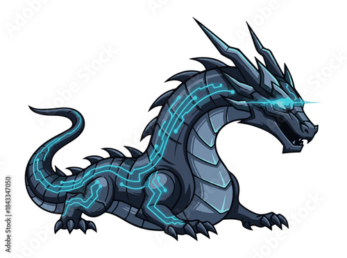 Cybernetic Dragon with Glowing Circuits and Laser Eyes