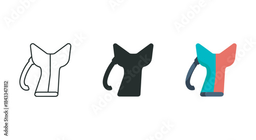 Shower head icon set in different styles