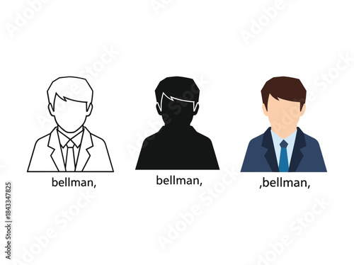 Three bellman illustrations in different styles