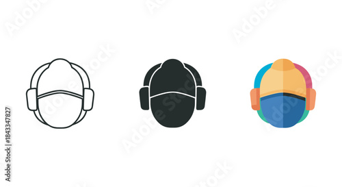 Man wearing headphones and face mask illustration