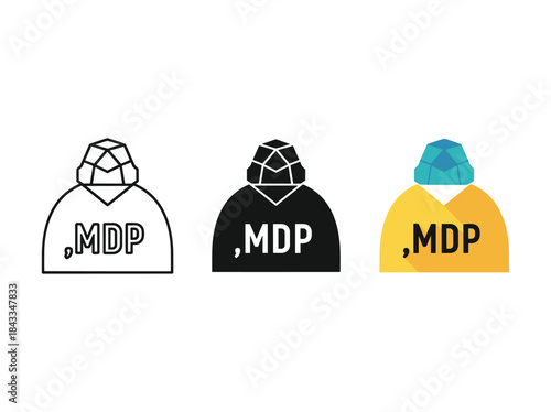 Three hooded sweatshirts with different colors and mdp text