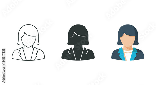 Three different illustrations of business women