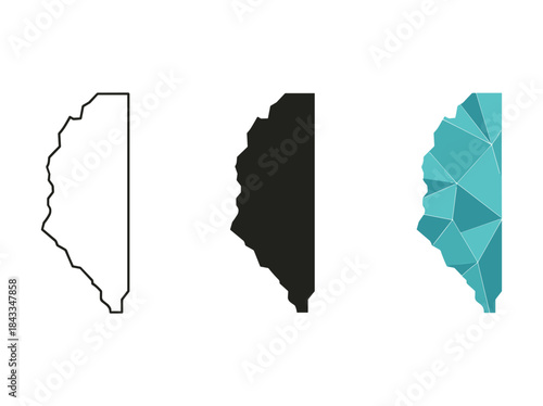 Illinois state map outlined, filled and geometric design