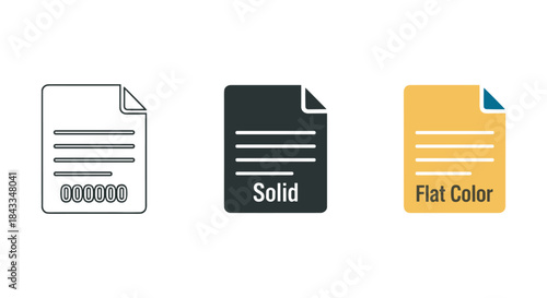Set of document file icons in different styles