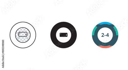 Set of three modern icons with different designs and symbols