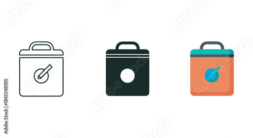 Set of lunch box icon in different style