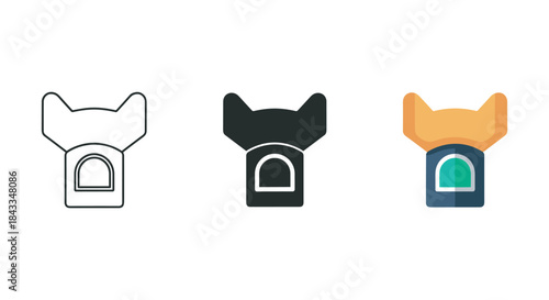 Set of three different colored horse saddle icon