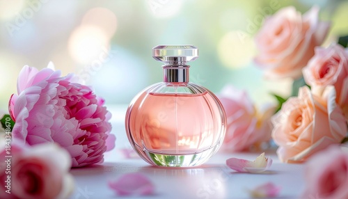 Feminine perfume bottle with rounded glass shape
