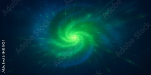 Blue abstract background with glowing purple stars and fractal light swirls, illustrating a bright energy wave pattern in a fantasy space design