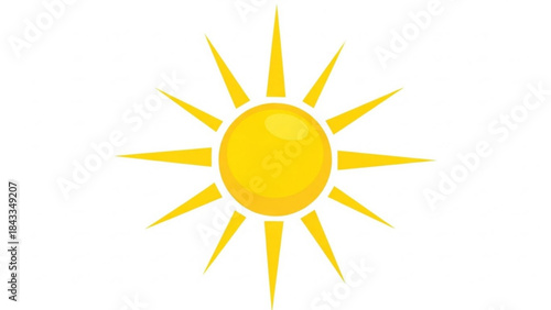 Yellow Sun Isolated on White Background