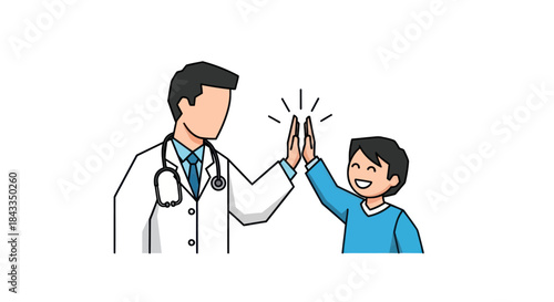 Doctor and Child Celebrating a High Five Gesture of Success.