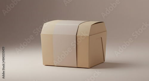 Wallpaper Mural Minimal takeaway food packaging mockup closeup front view with matte label and soft shadows Torontodigital.ca