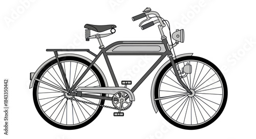 Vintage Bicycle with Classic Frame and Spoked Wheels.