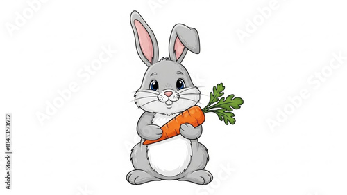Gray Bunny Holding Carrot