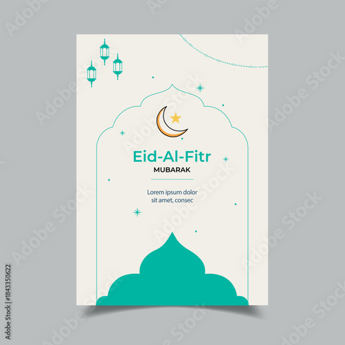 Eid al-fitr Mubarak Template Vector Illustration