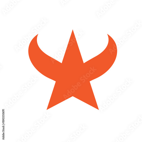 Bright Orange Star Emblem With Curved Horns