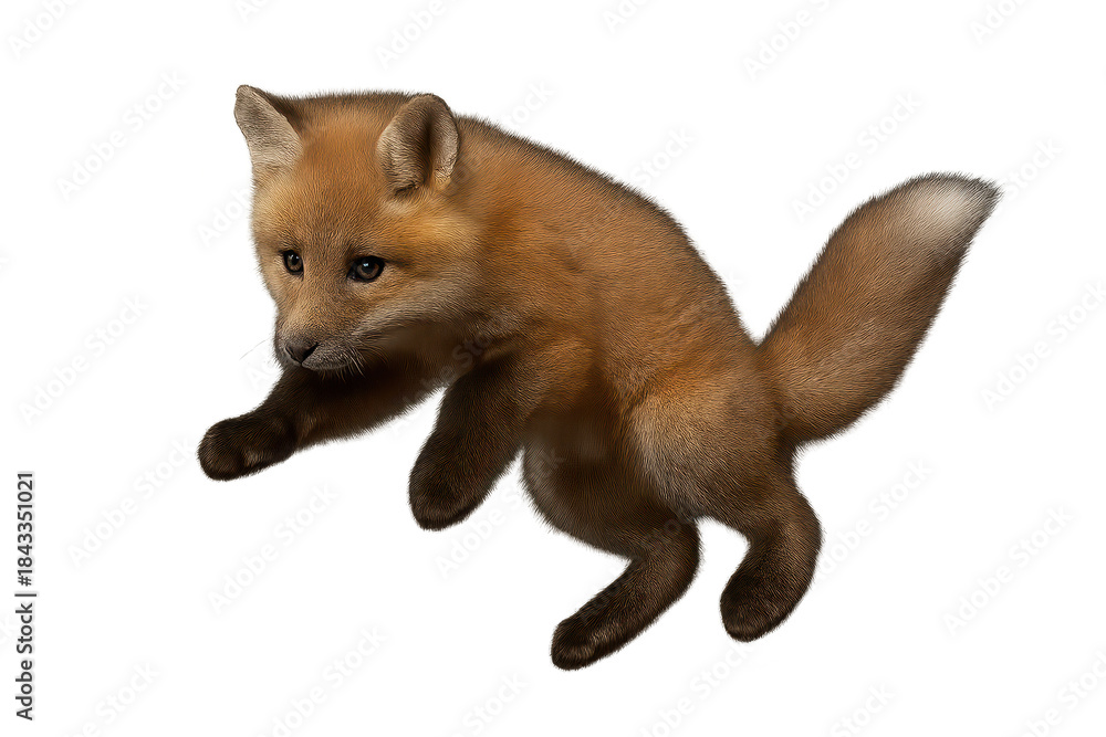 Naklejka premium Adorable fox cub portrait with transparent background for your designs.