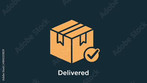 Package Delivered Icon E commerce Order Confirmed with Checkmark Shipping Logistics Online Shopping Success