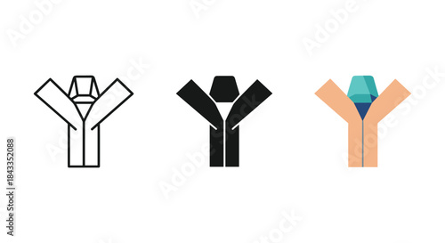 Antibody structure illustration in various styles