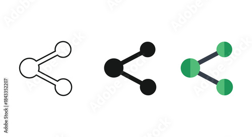 Molecular structure icons in different colors and styles