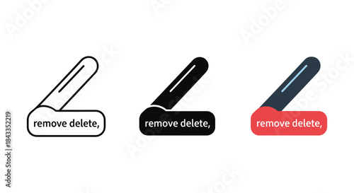Delete button icons in different colors and styles