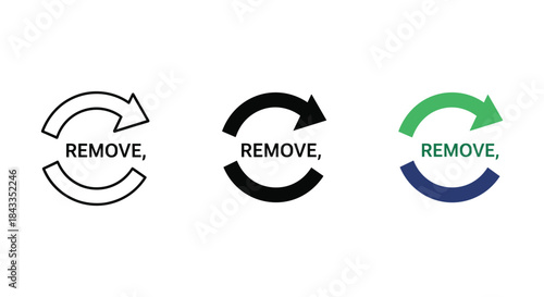 Remove icon set with circular arrows in different colors
