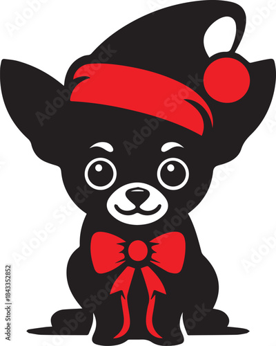 Cute Baby Santa Chihuahua Silhouette – Minimal & Funny Design