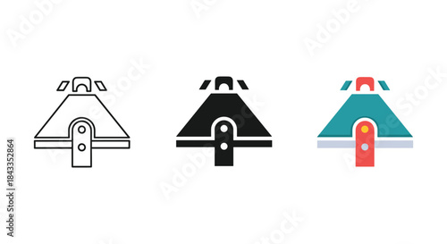 Set of three different colored clamp icons