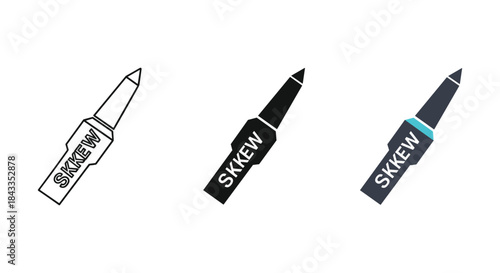 Collection of three different eyeliner pencils with brand name skkew