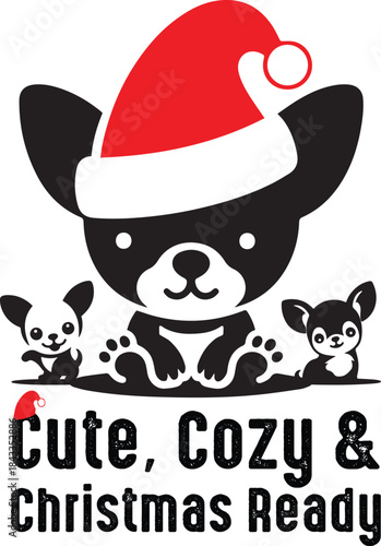 Cute Baby Santa Chihuahua Silhouette – Minimal & Funny Design