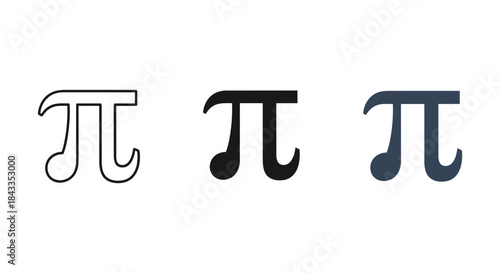Pi symbol variations in different styles and colors