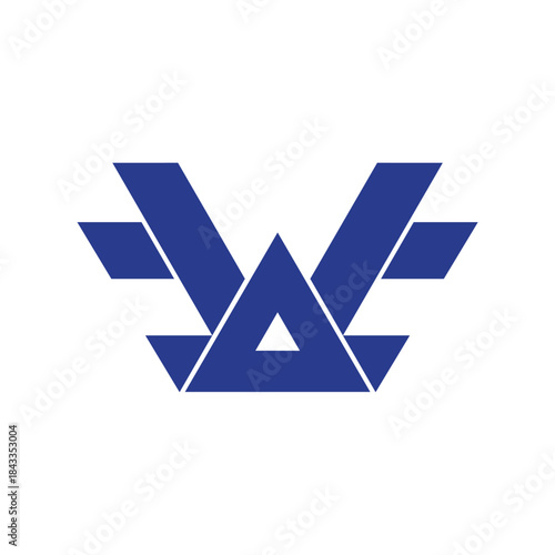 Modern Geometric Blue W Logo Emblem For Brand Identity And Corporate Design