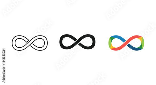 Infinity symbol variations on white background