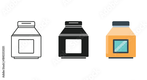 Milk carton illustration set