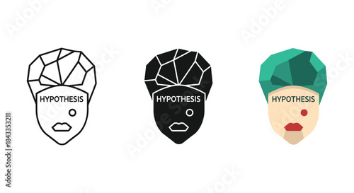 Hypothesis concept represented through geometric human faces