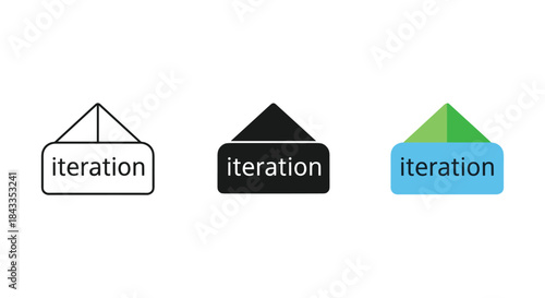 Iteration process icons in various colors and styles