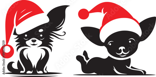 Cute Baby Santa Chihuahua Silhouette – Minimal & Funny Design