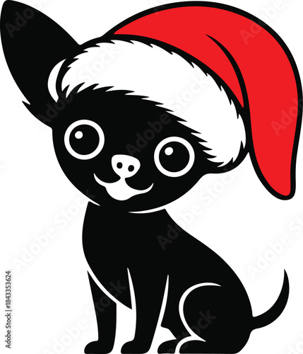 Cute Baby Santa Chihuahua Silhouette – Minimal & Funny Design