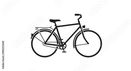 Classic Black Bicycle with Rear Rack and Front Light.