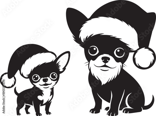 Cute Baby Santa Chihuahua Silhouette – Minimal & Funny Design