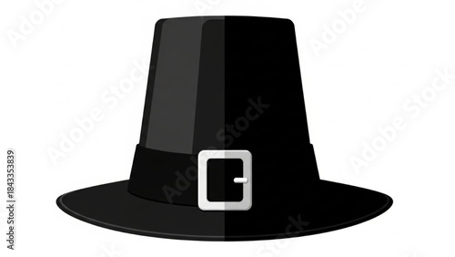 Black Pilgrim Hat with Silver Buckle
