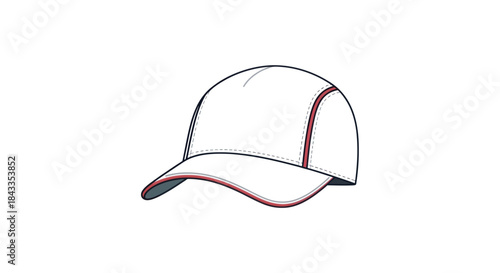 White Baseball Cap Illustration for Sportswear and Casual Fashion.