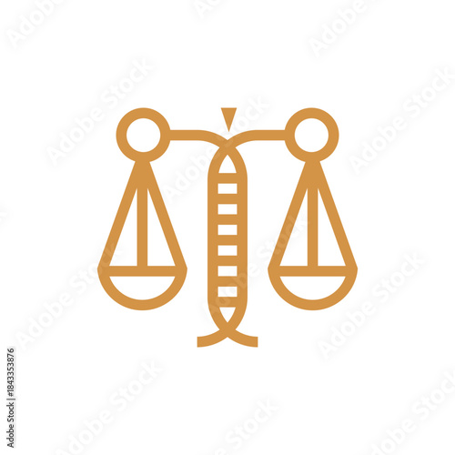 Symbol Of Justice Golden Balance Scales Icon For Law, Fairness, And Legal Services
