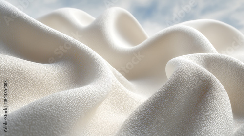 Cloud Dancer Wavy Soft White Fabric Texture Background with Elegant Drapes Colour of the Year 2026