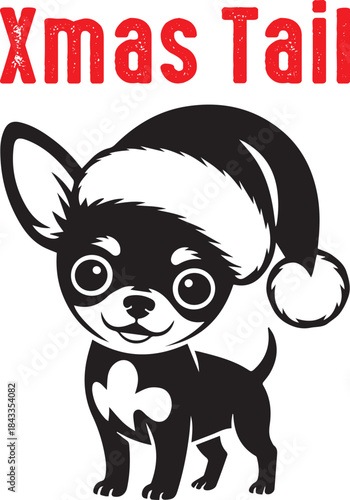 Cute Baby Santa Chihuahua Silhouette – Minimal & Funny Design