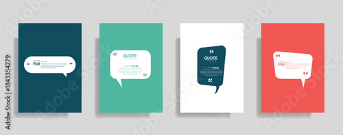Modern Quote Box Vector Template Set for Social Media, Testimonials, and Blog Posts - Speech Bubble Design Collection