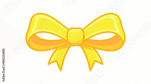 Bright yellow ribbon bow graphic ideal for gift wrapping, celebrations, and creative designs in digital or print formats.